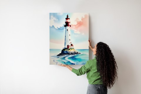 Plakat Latarnia I Akwarelowy Morski Krajobraz