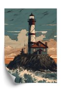 Plakat Latarnia Morska I Wzburzone Fale