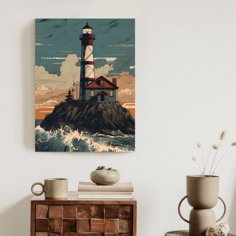 Plakat Latarnia Morska I Wzburzone Fale