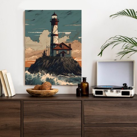 Plakat Latarnia Morska I Wzburzone Fale