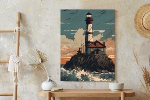 Plakat Latarnia Morska I Wzburzone Fale