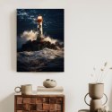 Plakat Latarnia Morska I Wzburzone Morze W Nocy