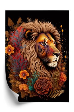 Plakat Lew Udekorowany Kwiatami