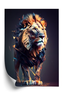 Plakat Lew W Geometrycznym Stylu