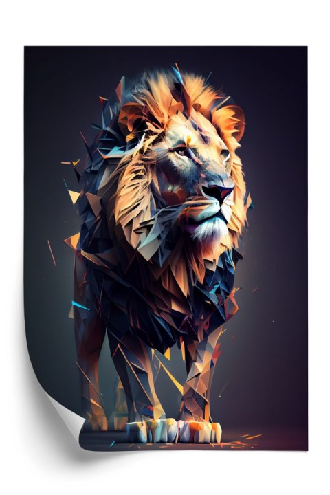 Plakat Lew W Geometrycznym Stylu
