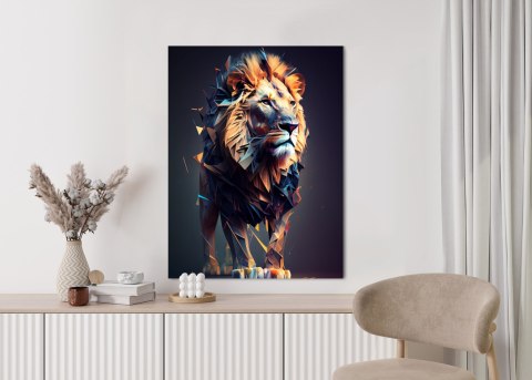 Plakat Lew W Geometrycznym Stylu