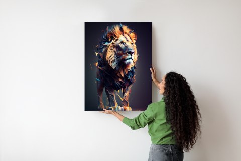 Plakat Lew W Geometrycznym Stylu