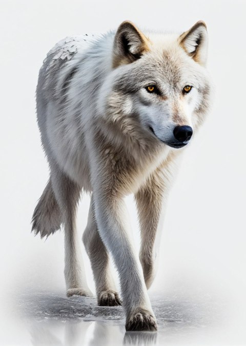 Plakat Majestatyczny Wilk Na Białym Tle