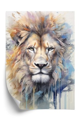 Plakat Malowana Farbami Głowa Lwa