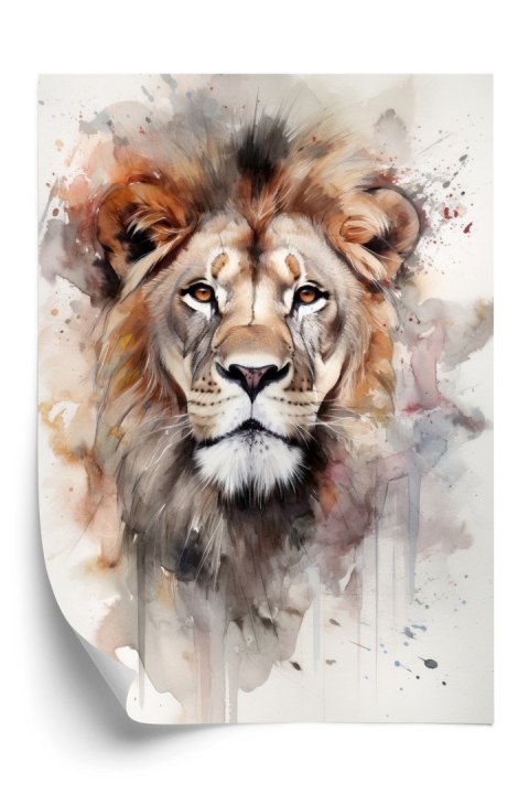 Plakat Malowany Farbami Portret Lwa