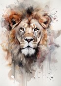 Plakat Malowany Farbami Portret Lwa