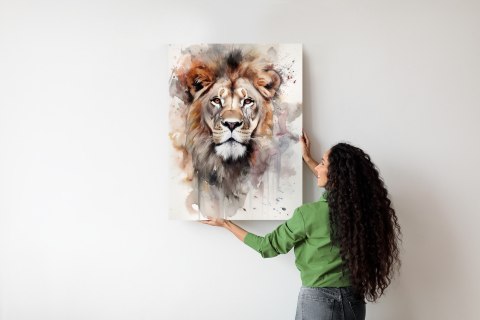 Plakat Malowany Farbami Portret Lwa