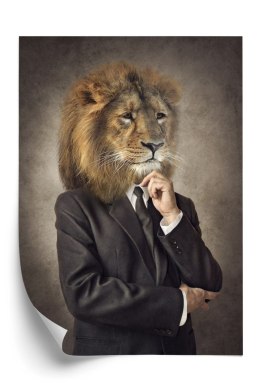 Plakat Mężczyzna W Garniturze Z Głową Lwa