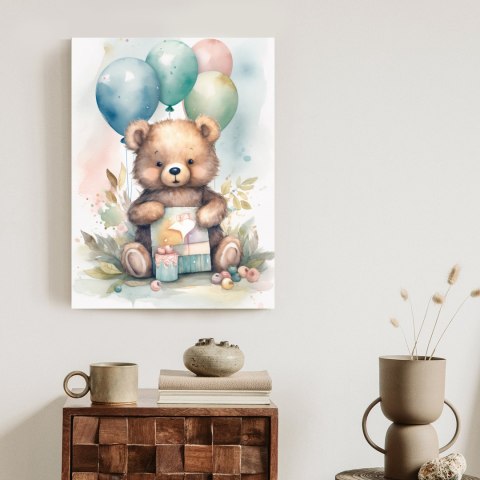 Plakat Niedźwiadek Z Pękiem Balonów