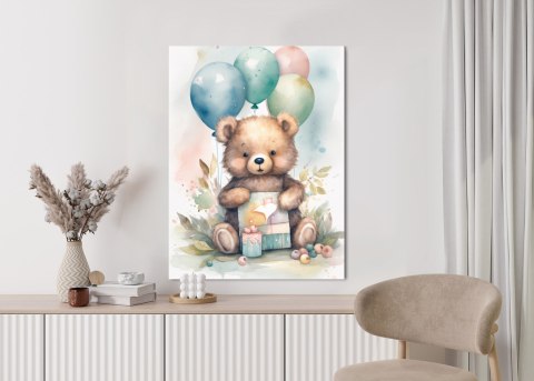 Plakat Niedźwiadek Z Pękiem Balonów