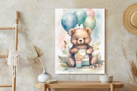 Plakat Niedźwiadek Z Pękiem Balonów