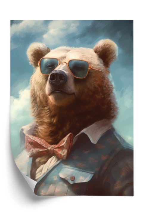 Plakat Niedźwiedź W Muszce I Okularach