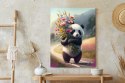 Plakat Panda Trzymająca Kwiaty