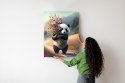 Plakat Panda Trzymająca Kwiaty