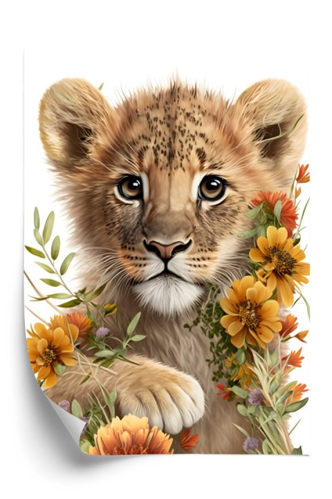 Plakat Portret Lwiątka W Kwiatach