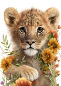 Plakat Portret Lwiątka W Kwiatach