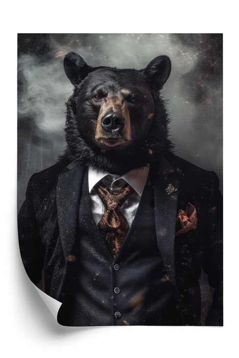 Plakat Portret Niedźwiedzia W Marynarce