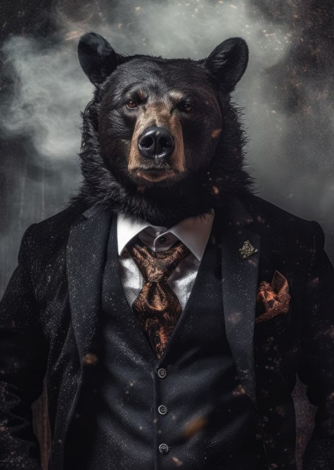 Plakat Portret Niedźwiedzia W Marynarce