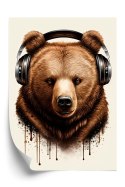 Plakat Portret Niedźwiedzia W Słuchawkach