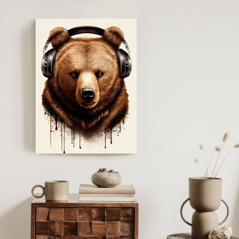 Plakat Portret Niedźwiedzia W Słuchawkach