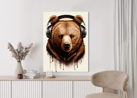 Plakat Portret Niedźwiedzia W Słuchawkach