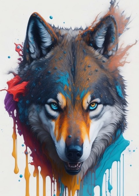 Plakat Portret Wilka W Różnych Barwach