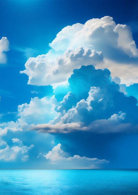 Plakat Puszyste Chmury Nad Błękitnym Morzem