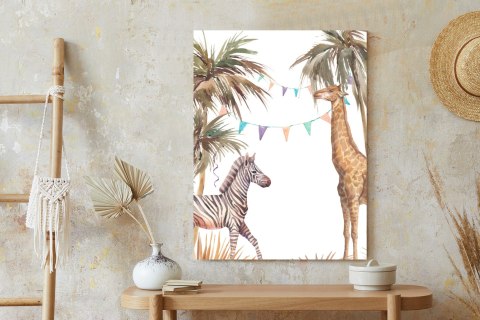 Plakat Safari Ze Słoniem Małpą Lampartem I Żyrafą