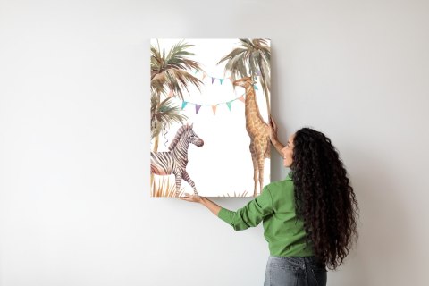 Plakat Safari Ze Słoniem Małpą Lampartem I Żyrafą