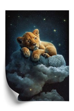 Plakat Śpiący Na Chmurze Lew