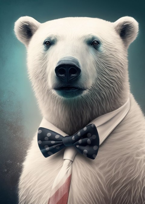 Plakat Stylowy Niedźwiedź W Muszce