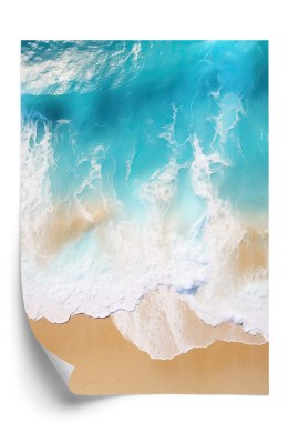 Plakat Turkusowa Fala Morska I Tropikalna Piaszczysta Plaża