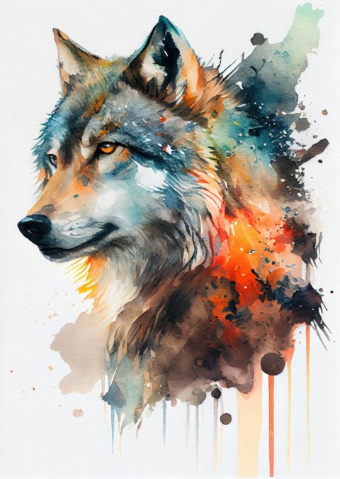 Plakat Wielokolorowy Portret Wilka