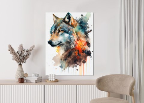 Plakat Wielokolorowy Portret Wilka