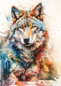 Plakat Wielokolorowy Wilk Portret
