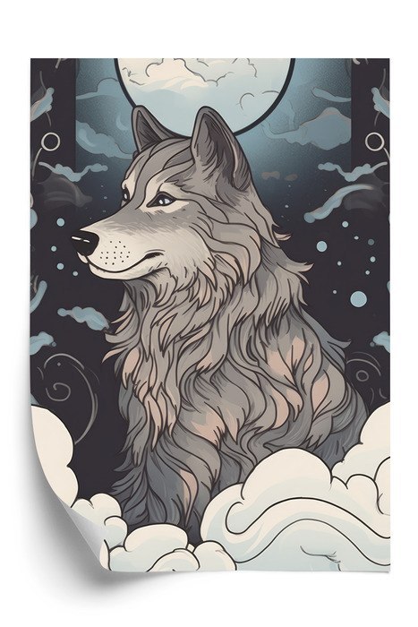 Plakat Wilk I Księżyc