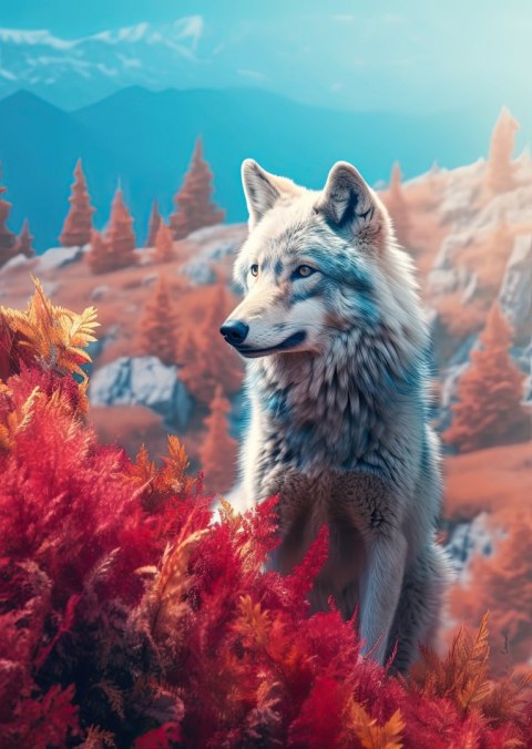 Plakat Wilk W Naturze W Górskiej Dolinie