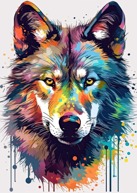 Plakat Wilk W Różnobarwnych Farbach