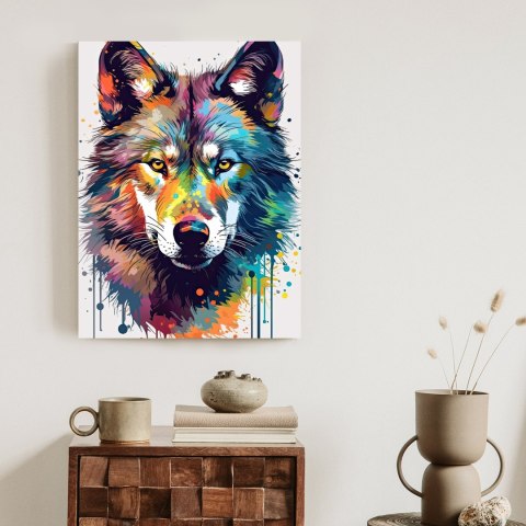 Plakat Wilk W Różnobarwnych Farbach