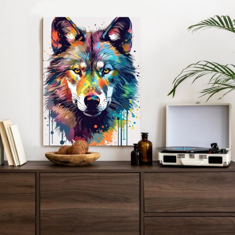 Plakat Wilk W Różnobarwnych Farbach