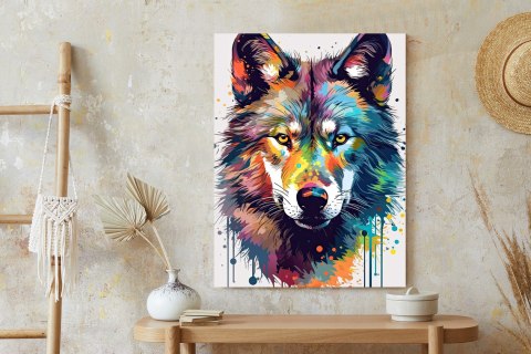 Plakat Wilk W Różnobarwnych Farbach