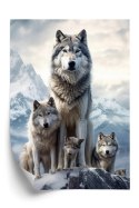 Plakat Wilki Na Ośnieżonej Skale