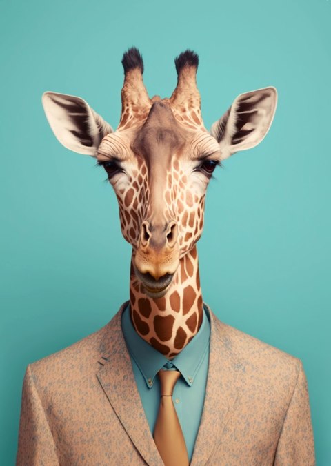 Plakat Żyrafa W Krawacie I Marynarce