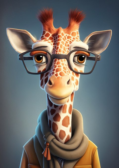 Plakat Żyrafa W Kurtce I Szaliku