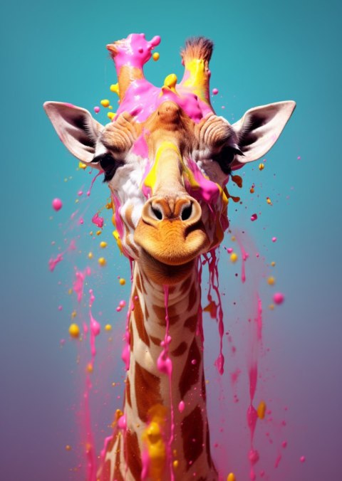 Plakat Żyrafa W Różowej Farbie